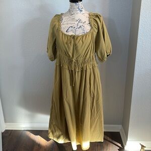 Elegant Olive Green Midi Dress